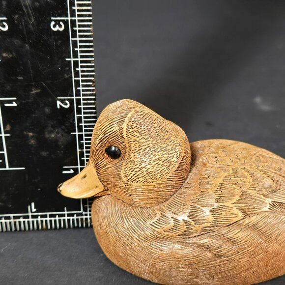Hand-Carved-Wood-Look Resin Duck Figurine 2" Tall Bird Hunting Nature Decor - Picture 9 of 10